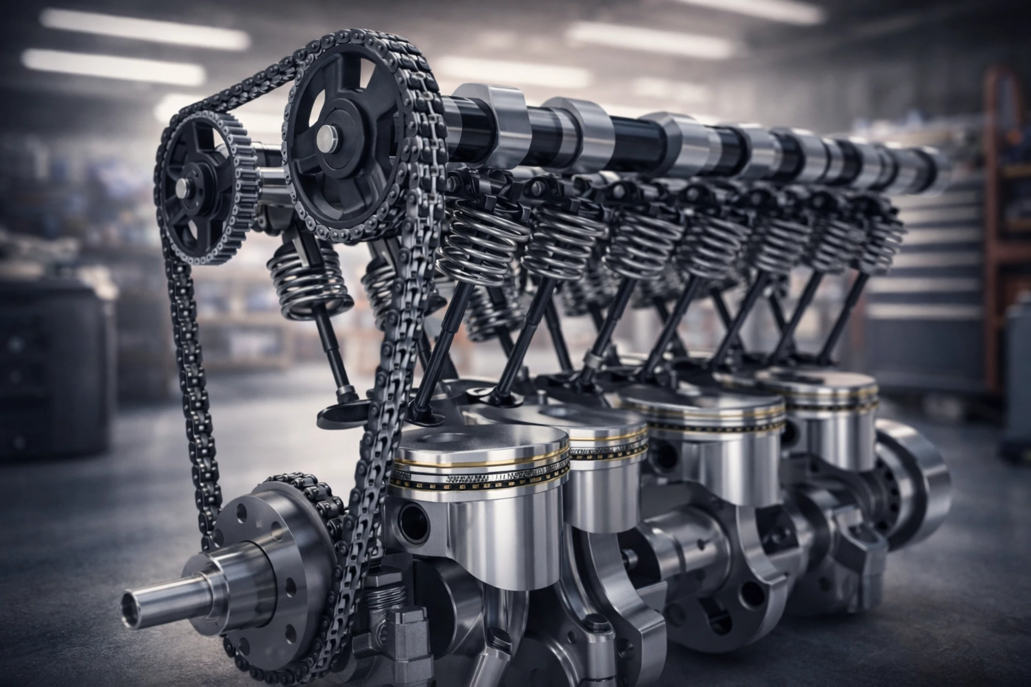 Überholte Steuerkette und Ventiltriebkomponenten im Rahmen der professionellen Motorinstandsetzung