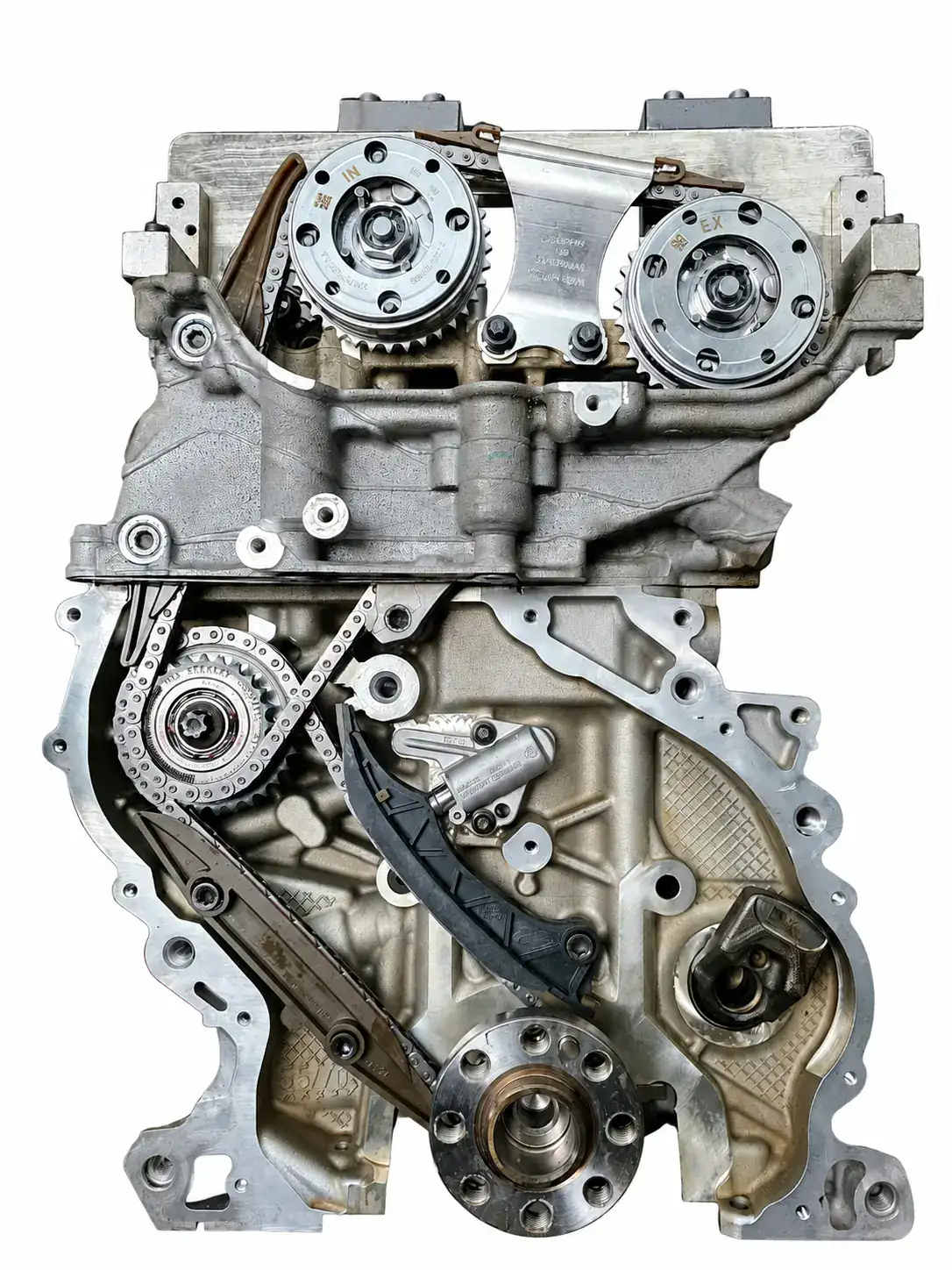 BMW 118i F20 Steuerkettentrieb nach der Reparatur mit Nockenwellenverstellern und Steuerventil