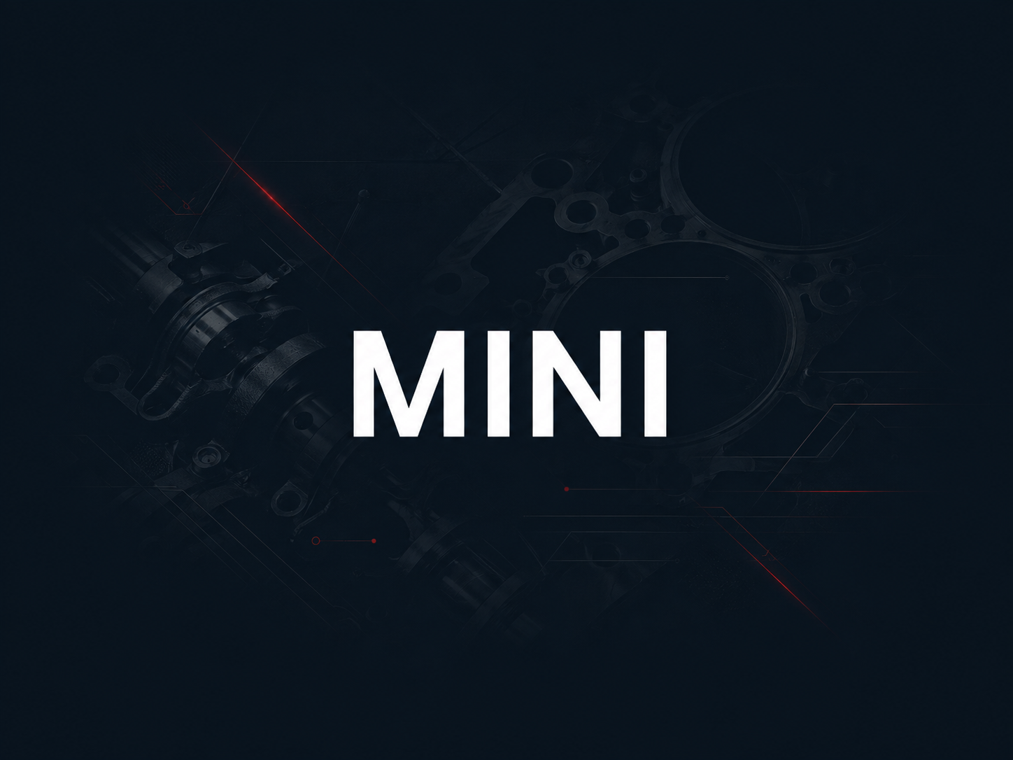 MINI Herstellergrafik im technischen Design für Motorinstandsetzung