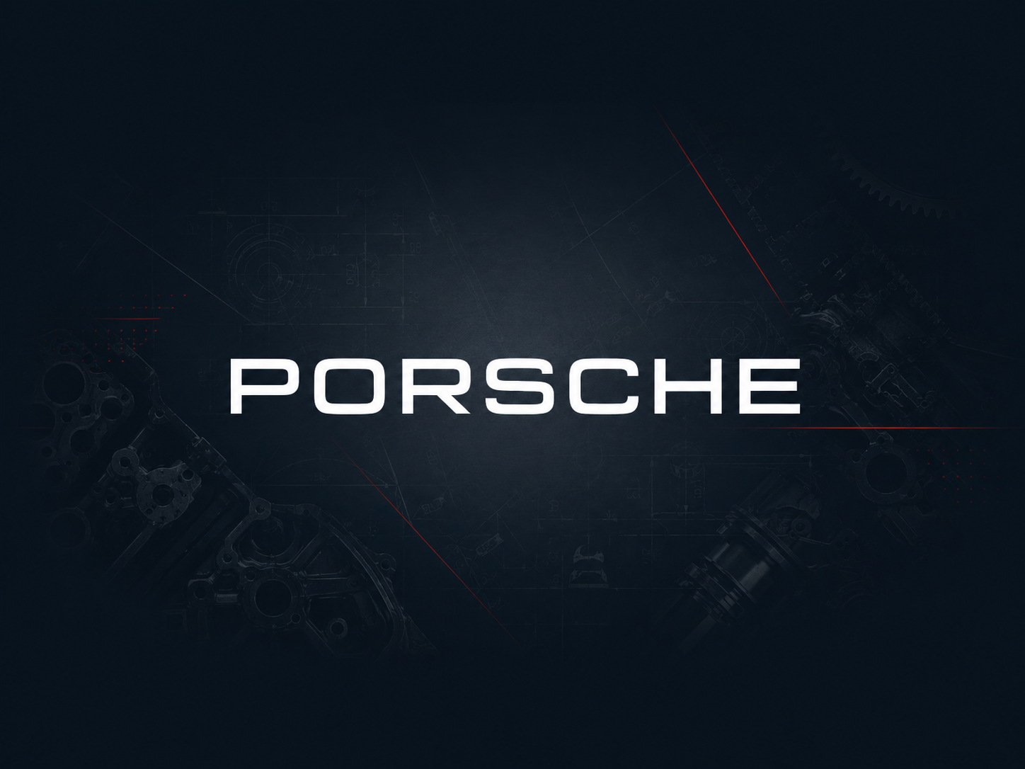 Porsche Herstellergrafik im technischen Design für Motorinstandsetzung